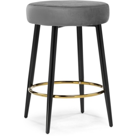 Barrier stool Plato metal/velor, black/dark gray 43x43x65 cm