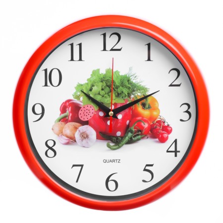 Wall clock, series: kitchen, "vegetables", smooth move, d-26.5 cm