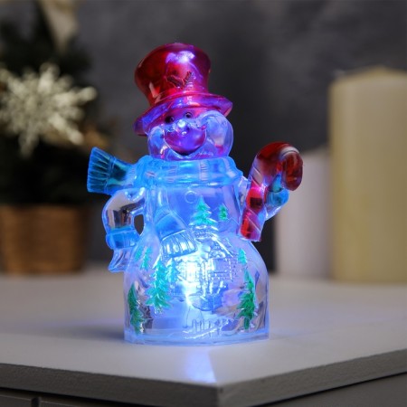 Christmas tree toy "Snowman" 12 cm, batteries LR1133x3 (included), glow of multi (RGB)