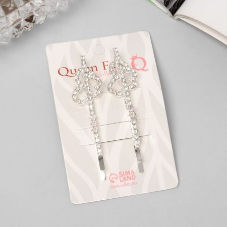 Invisible hair "Ebba" (set 2 pcs) butterfly, 6 cm, silver-2