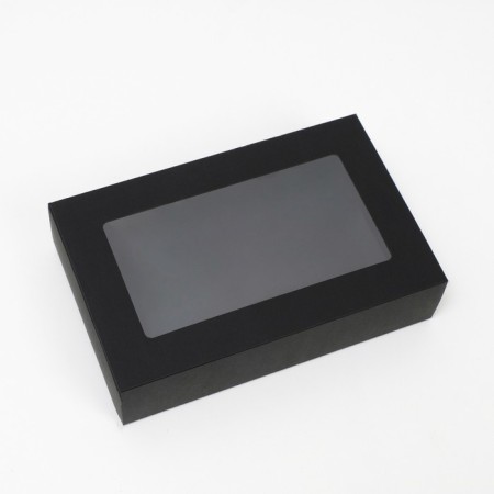 Box fold, pencil case, with a window, black, 25 x 16 x 6 cm-1