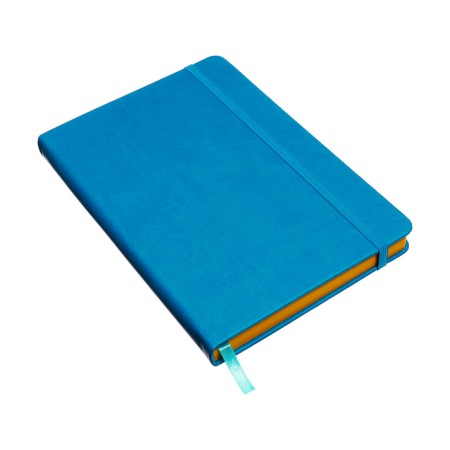 Leduced Diary A5, 140l, Cage, leatherette, elastic band, yellow cut, blue-3