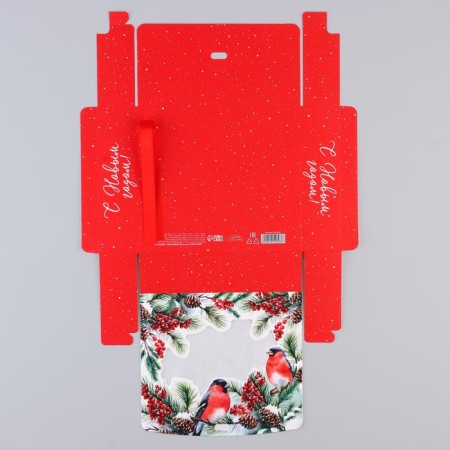 New Year's folding box "Bullfinchi on the branch" 20 x18 x 5 cm, New Year-4