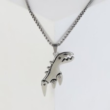 Pompeii pendant dinosaurus, black color in silver, 70 cm