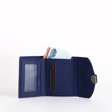Women's wallet on the button, blue color-4