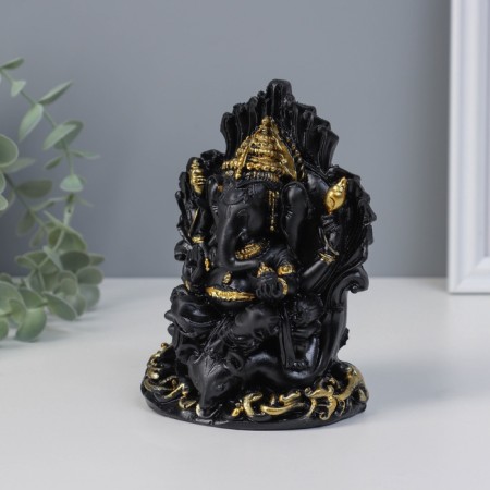 NECSK Polystone "Ganesha on the throne" 9.5x9.5x14.2 cm-3