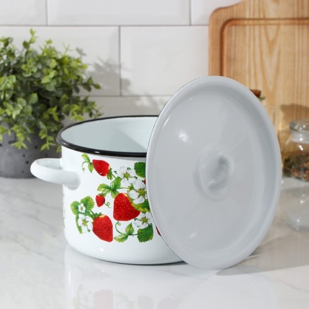 Cylindrical pan “Strawberry Polyana”, 2.9 l, metal cover, induction-1