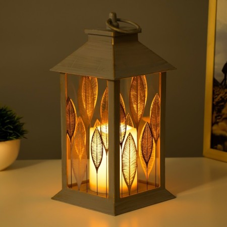 Three sheets nightlight LED from batteries 3HAAA Gray with a golden patina 14x14x29.5 cm Risalux-2