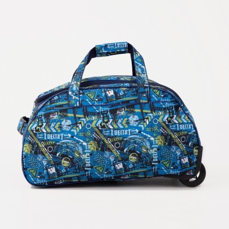 Road bag on wheels, lightning department, outer pocket, blue color-1