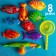 Fishing "sea": 1 fishing rod, 8 fish, net