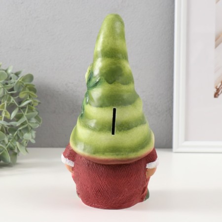 The piggy bank "Gnome Scandil" is height 22.5 cm, width 9.5 cm, length 11.5 cm.-3