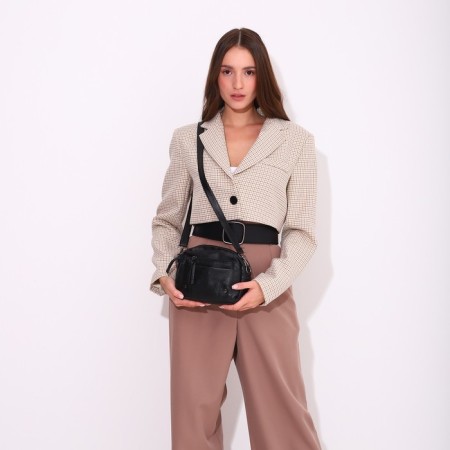 Bag Cross-Bodi with a zipper, black color-7