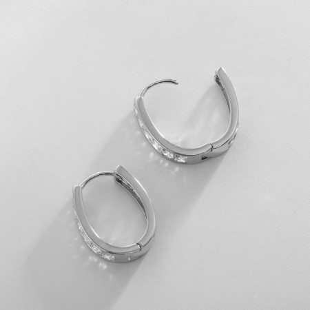 Earrings with rhinestones Xuping recognition, white color in silver-1