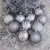 Set of balls plastic with beads and tinsel 12 pcs "Shine" silver