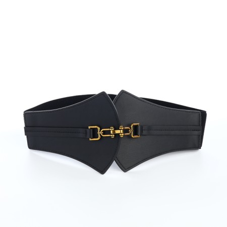 Women's belt, width 12 cm, black color-6