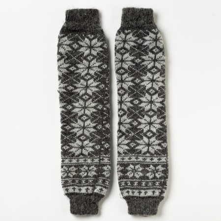Women's woolen hetras "White snowflake", dark gray color-1