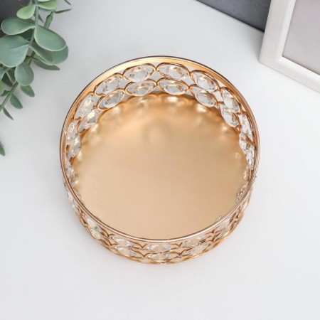 Summary Metal for 1 candle "Crystals" Circle Gold 6.5x12x12 cm-1