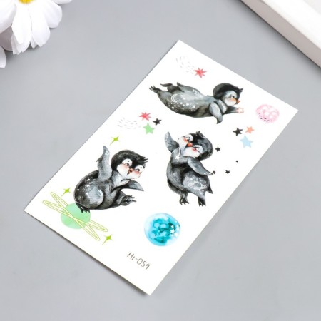 Tattoo on the body color phosphorus "raccoon/penguins" mix 6x10.5 cm-2