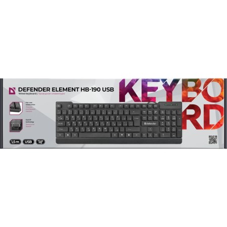 Keyboard Defender Element HB-190, wired, membrane, 104 keys, USB, black-2