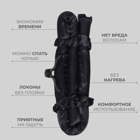 Supply for curling “Magic Locon”, 4 objects: curlers, elastic bands - 2 pcs, crab, black color-2