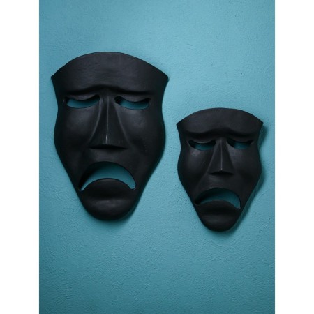 A set of wall figures "Mask is sad", polystone, 60 cm, 2 pcs, black matte color-1