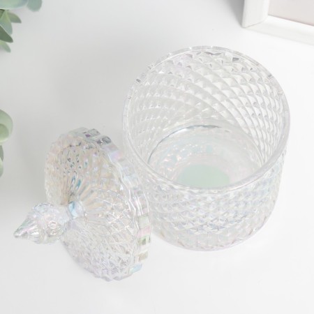 Casket Glass "Rombs and Dome" Pearl 14x8.2x8.2 cm-1