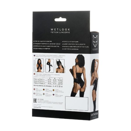 Body Glossy from Wetlook material on lacing, black, size L-5