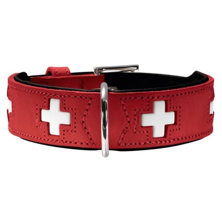 Leather collar for dogs Hunter Swiss 60, 47-54 cm, red/black