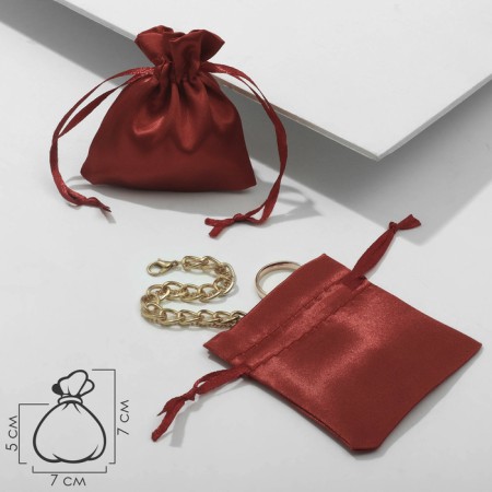 Satin gift bag, 7 × 7 cm, red color