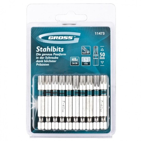 GROSS 11473 bit set, steel S2, Torx 40x50, 10 pcs-1