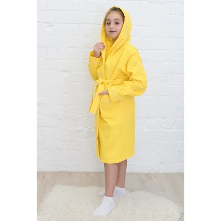 Baby waffle robe, height 158 ​​cm, lemon color-1