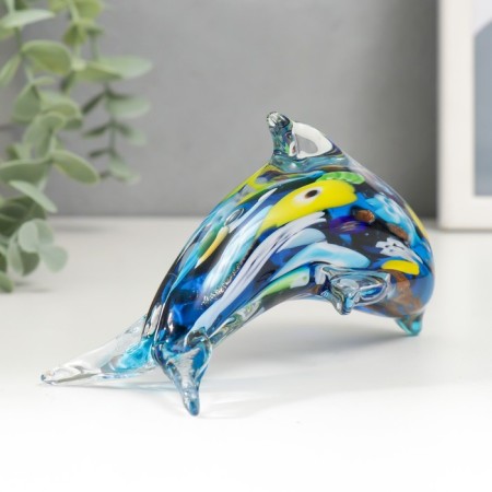 Souvenir glass "Dolphin multicolor" under the Muranian glass mix 8.5x12 cm-4