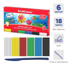 Plasticine 6 colors, 108g, Erichkrause ArtBerry, with a stack, in cardboard packaging