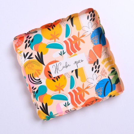 Cookie box, confectionery packaging with PVC lid, “live bright”, 13 x 13 x 3 cm-3