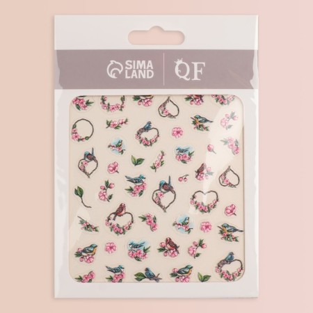 Nail stickers "Romance", voluminous, pink/gray color-4