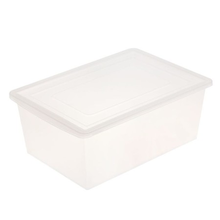 A universal box for storage with a lid, volume 30l, the color is transparent-matte