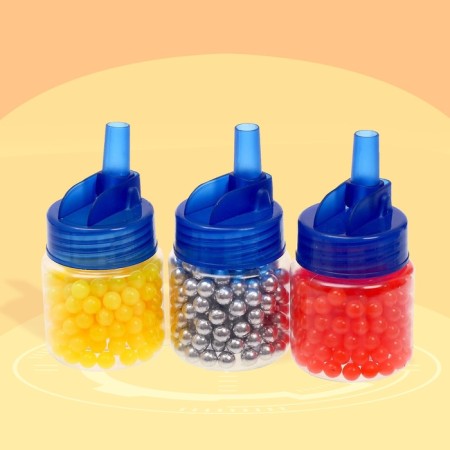 Plastic bullets 6 mm in a jar, 200 pcs., Mix color-3