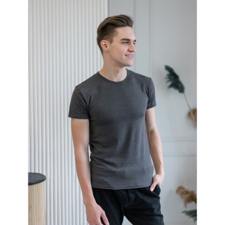 Male T -shirt, size 46, dark melange color-3