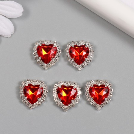 Decor for creativity Metal "Medalon Heart in Rhilizers" red 1.8x1.7 cm-2