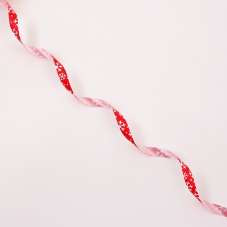 Plastic tape "Snowflakes", 1.2cm x 45m, red-2