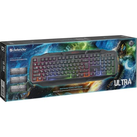 The keyboard Defender Ultra HB-330L, game, wired, membranes, backlight, 104 claw, USB, black-5