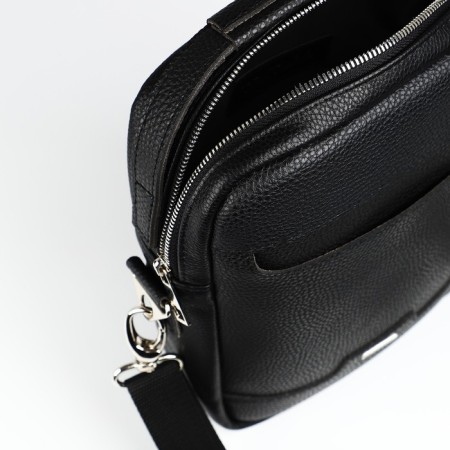 Male bag over the shoulder, Textura, artificial leather, black color-6