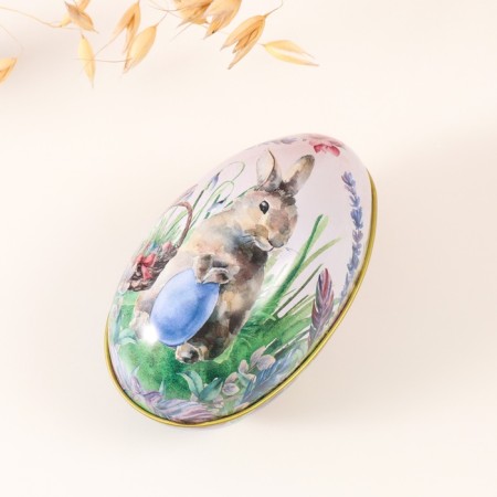Casket Metal Easter bunny in grass with testicles 7x6.5x11 cm-1