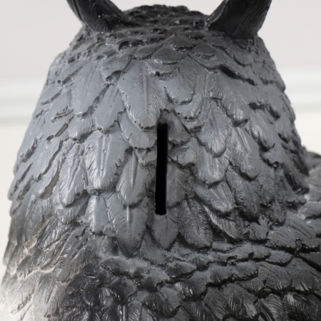 Piggy bank "owl with ears gray" height 18 cm, width 15 cm, length 16 cm-5