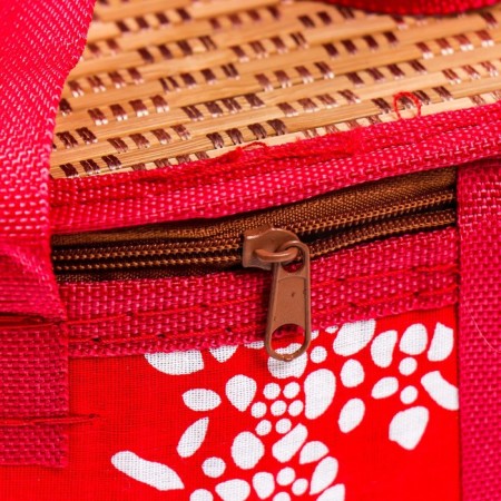 Bamboo Bamboo Casket "Flowers on Red" with handles, lightning 16x20x30 cm-1