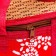Bamboo Bamboo Casket "Flowers on Red" with handles, lightning 16x20x30 cm