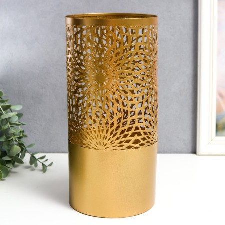 Summary Metal for 1 candle "Flower-cobble" gold 26x13x13 cm-1