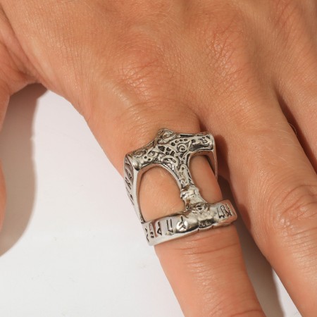 Ring "Thor", color black silver, 22 size-2