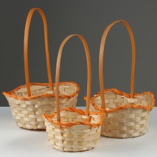 Camping of baskets, 19x7.5x9.5/31 cm, 22x9x11/34 cm, 24x9x11.5/35 cm, 3 pcs, peach, bamboo