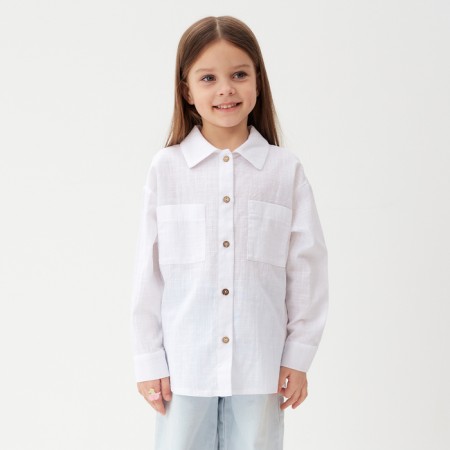 Рубашка для девочки KAFTAN Linen, р.30 (98-104 см) белый